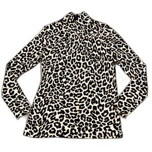 Worthington Leopard Print Blouse - Size Small Detailed & Zippered Neckline